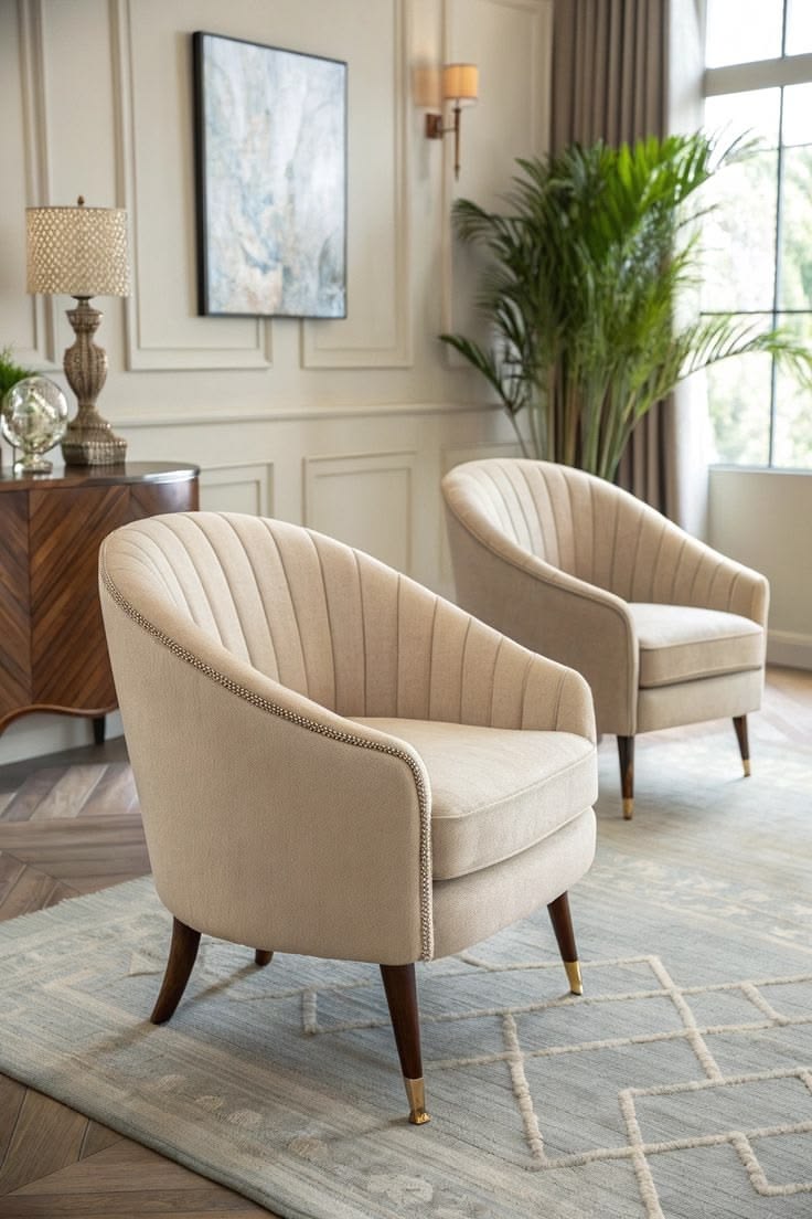 Modern upholstered chair manufactured by NS Furnishing, Chennai